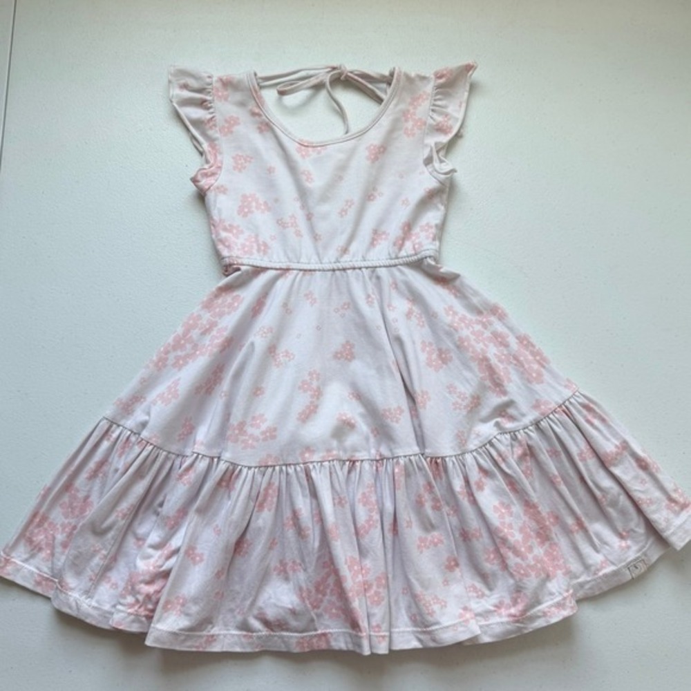 Omiโ Jo Blush Pink Floral Breeze Empire Dress 4Y Runs Big *flaw